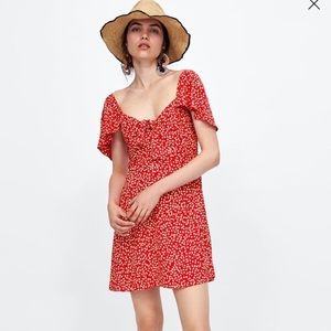 Red Floral Mini Dress | Zara